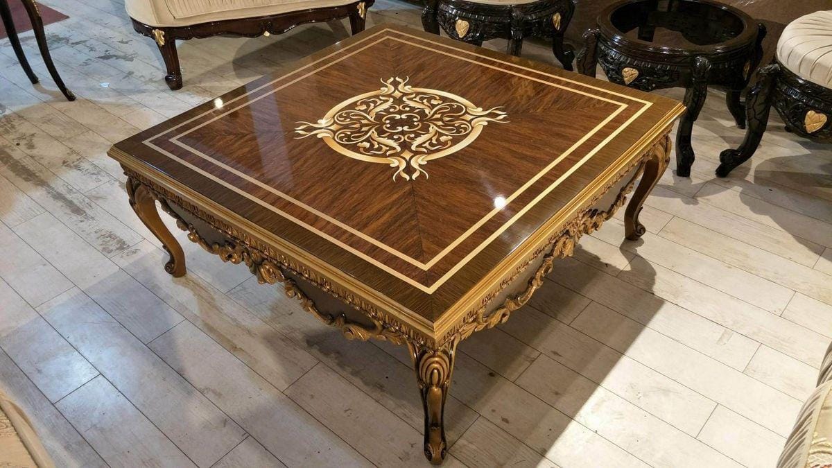 طاولة وسطية كلاسيك بني مربعه - Image 3