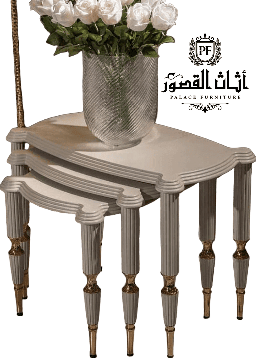 طقم طاولات ثلاثي متداخل (سطح زجاجي)