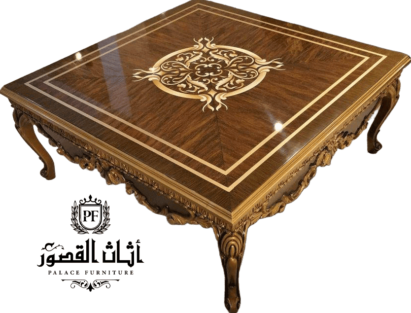 طاولة وسطية كلاسيك بني مربعه